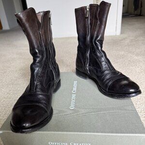 Officine Creative Lexicon Black Victorian Booties, Size 37  EU